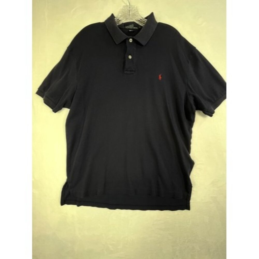 POLO by Ralph Lauren Mens L Polo Shirt‎ Blue Red Pony Soft